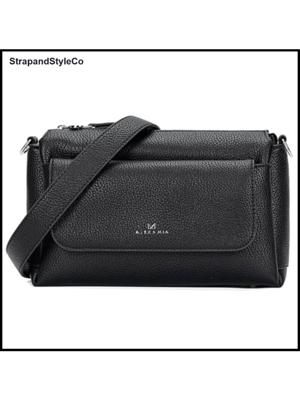 Pebbled Vegan Leather Crossbody Shoulder Bag Medium Purse Two Detachable Straps